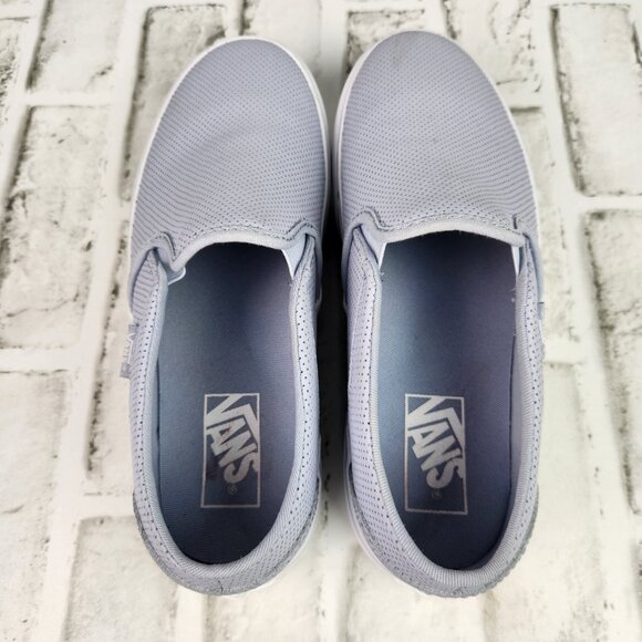 Vans Asher Deluxe Perforated Platform Women's Sz 8 Sky Blue Leather Slip-On Shoe - Picture 6 of 10